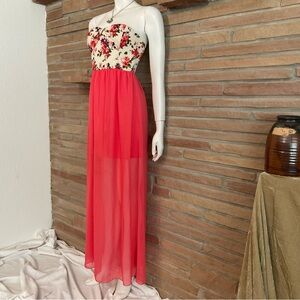 Papaya Strapless Maxi Dress Medium